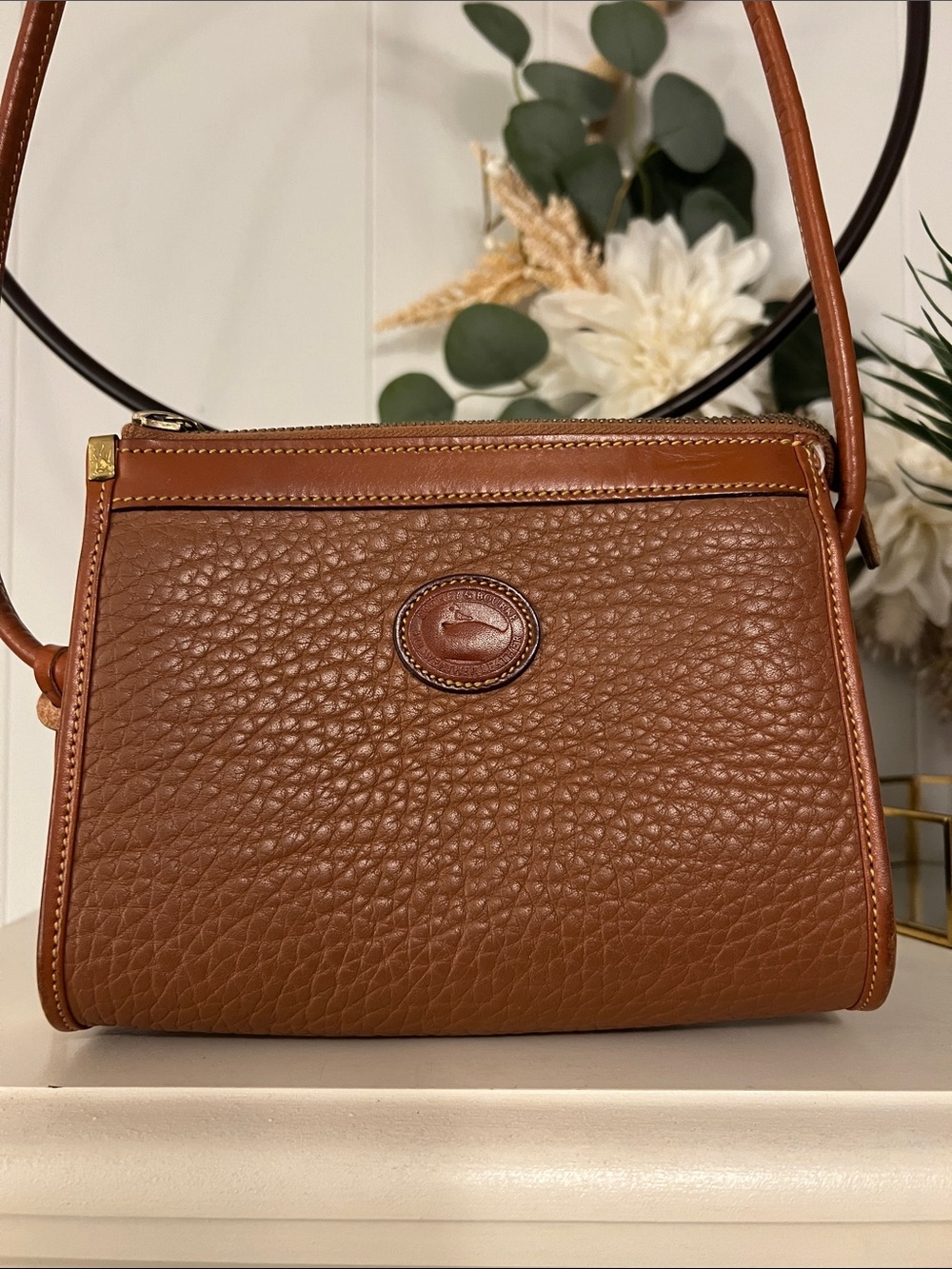 Dooney & Bourke Brown Pebbled Leather Shoulder Bag